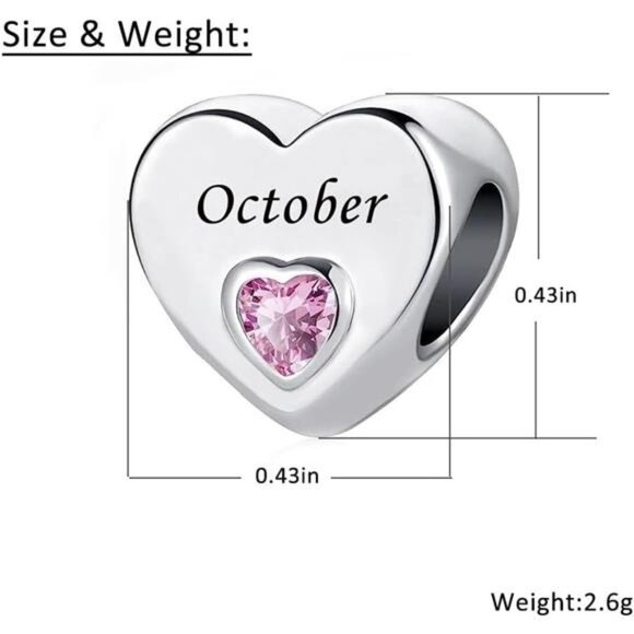 Birthstone Charm Bracelet Necklace November Topaz Crystal Heart Jewelry Gift - Picture 3 of 8